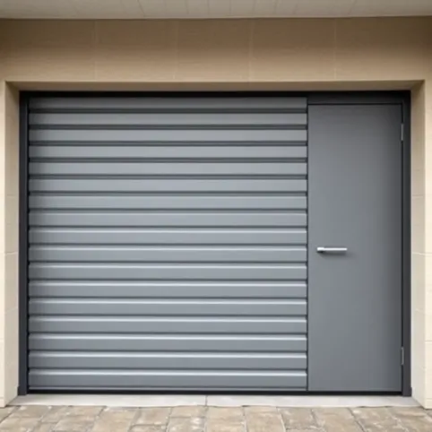 Brama garażowa uchylna z drzwiami przejściowymi