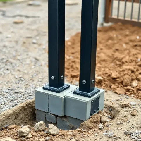 Osadzanie bram dwuskrzydłowych w betonie